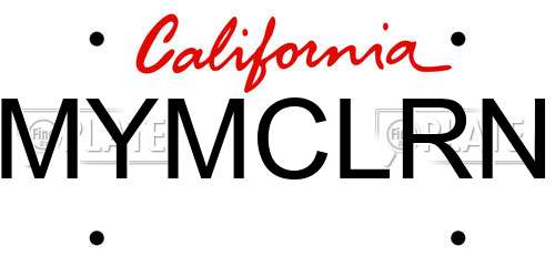 MYMCLRN California License Plate
