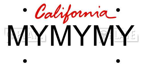 MYMYMY California License Plate
