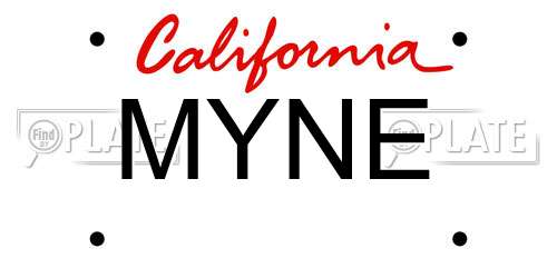 MYNE California License Plate