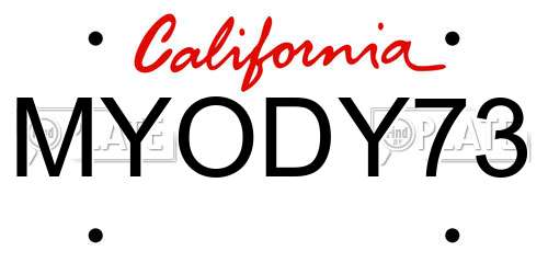 MYODY73 California License Plate