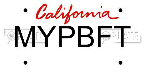 MYPBFT California License Plate
