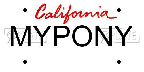 MYPONY California License Plate