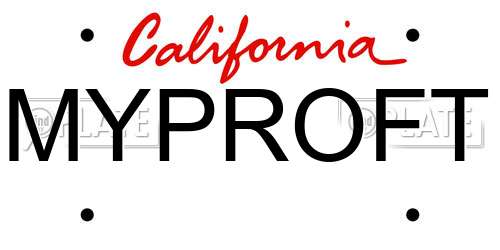 MYPROFT California License Plate