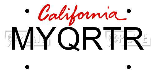 MYQRTR California License Plate