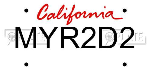 MYR2D2 California License Plate