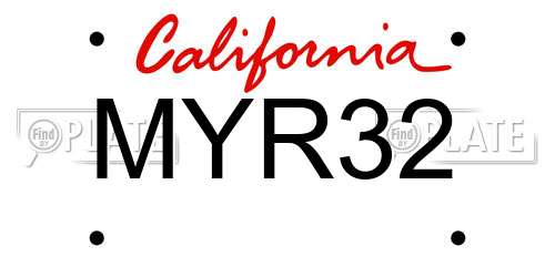 MYR32 California License Plate