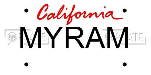 MYRAM California License Plate