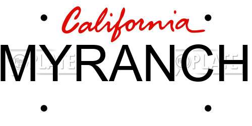MYRANCH California License Plate