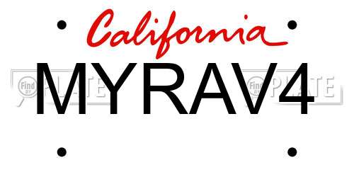 MYRAV4 California License Plate