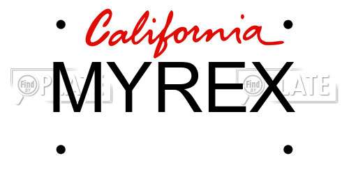 MYREX California License Plate
