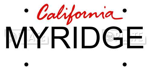 MYRIDGE California License Plate