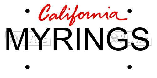 MYRINGS California License Plate