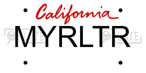 MYRLTR California License Plate
