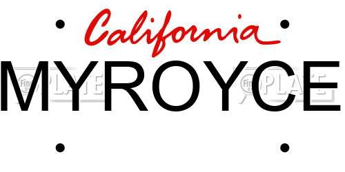 MYROYCE California License Plate