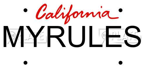 MYRULES California License Plate