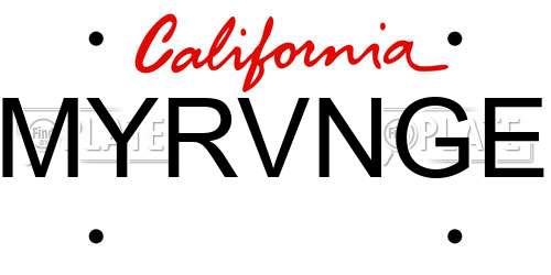 MYRVNGE California License Plate