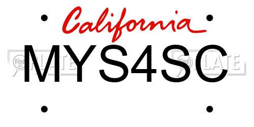 MYS4SC California License Plate