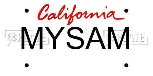 MYSAM California License Plate