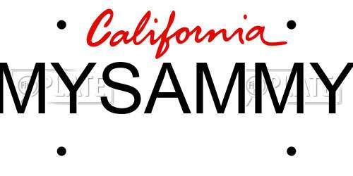 MYSAMMY California License Plate