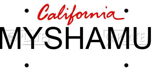 MYSHAMU California License Plate