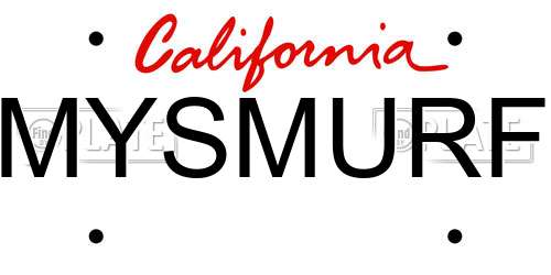 MYSMURF California License Plate