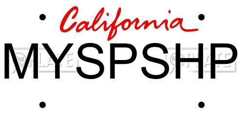 MYSPSHP California License Plate