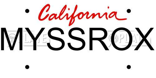 MYSSROX California License Plate