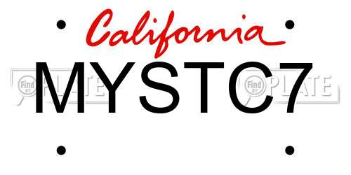 MYSTC7 California License Plate