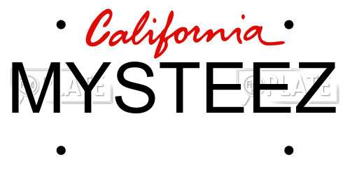 MYSTEEZ California License Plate