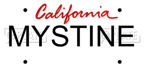 MYSTINE California License Plate
