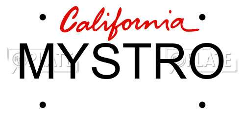 MYSTRO California License Plate