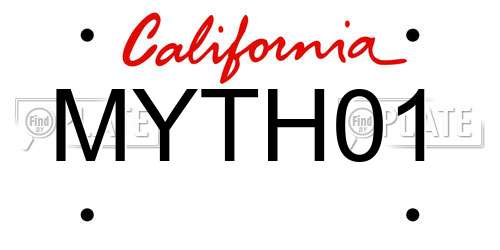 MYTH01 California License Plate