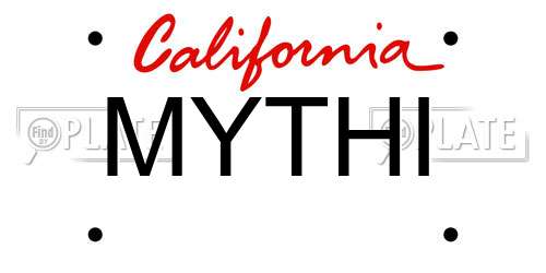 MYTHI California License Plate