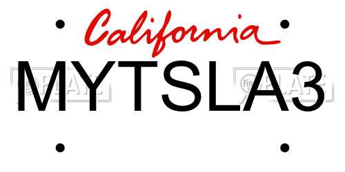 MYTSLA3 California License Plate