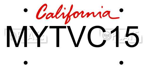 MYTVC15 California License Plate