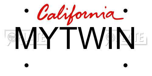 MYTWIN California License Plate