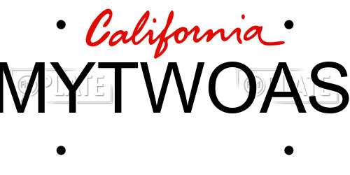 MYTWOAS California License Plate