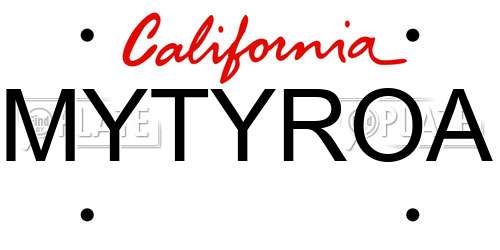 MYTYROA California License Plate