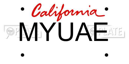 MYUAE California License Plate