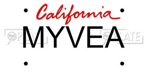 MYVEA California License Plate