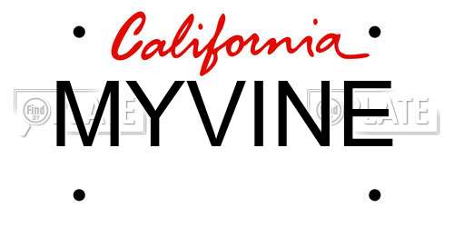 MYVINE California License Plate