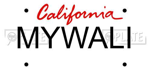 MYWALI California License Plate