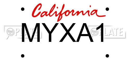 MYXA1 California License Plate