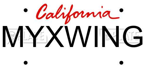 MYXWING California License Plate