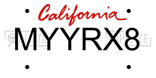 MYYRX8 California License Plate