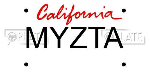 MYZTA California License Plate