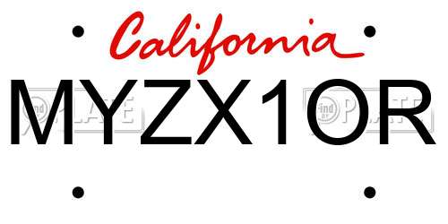 MYZX1OR California License Plate