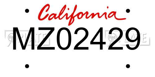 MZ02429 California License Plate