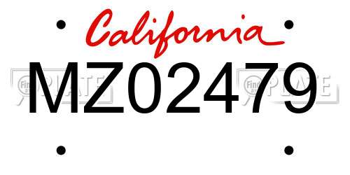 MZ02479 California License Plate