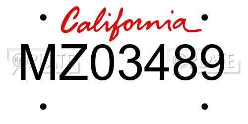 MZ03489 California License Plate